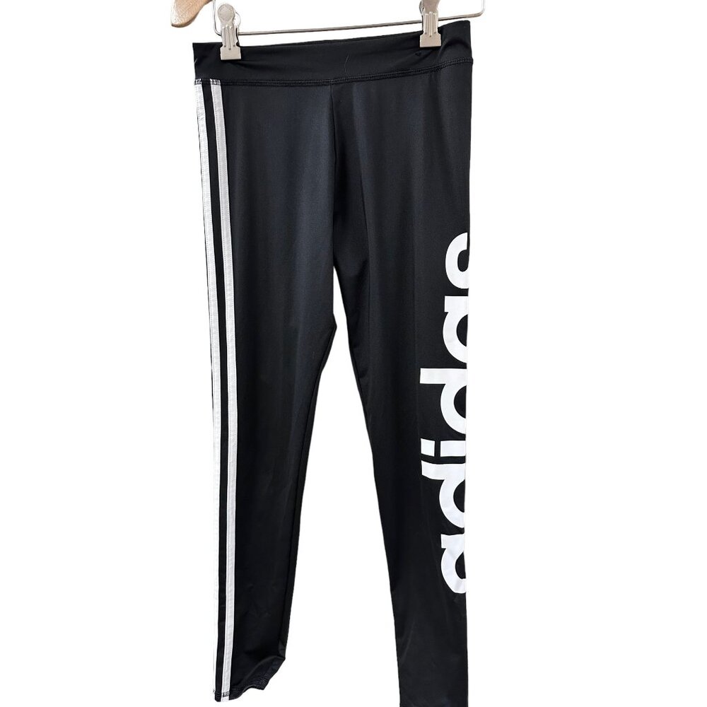 🌸3/$15🌸Black Adidas Joggers with White Stripe Down Leg sz Small